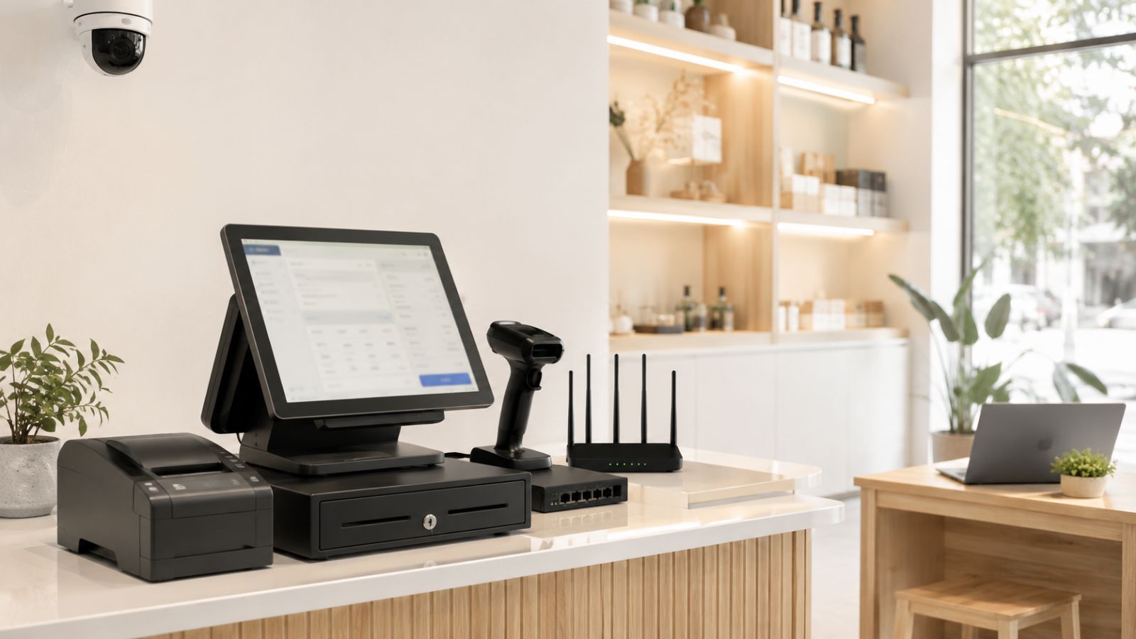 Quầy thu ng&acirc;n cửa h&agrave;ng pos m&aacute;y in bill