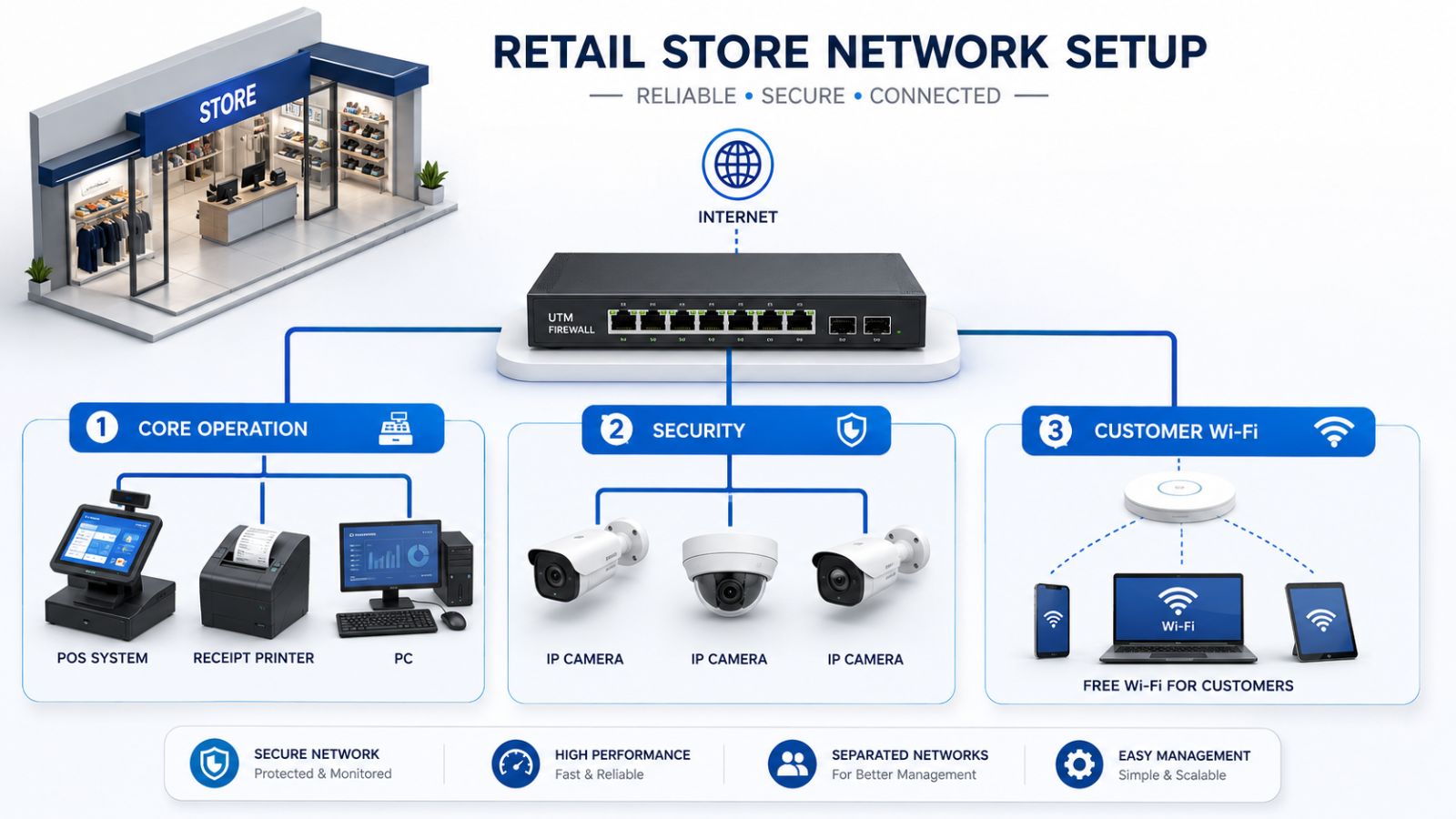Sơ đồ mạng wifi cho cửa hàng chuẩn