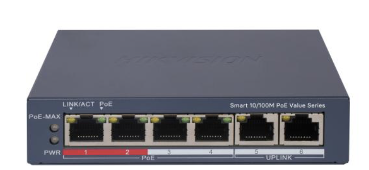 Switch mạng thông minh 4 cổng PoE  2 cổng uplink 100Mbps