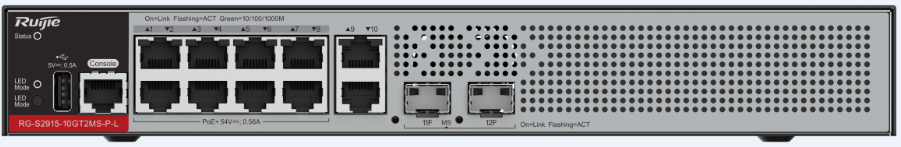 10-port 10/100/1000BASE-T PoE+2-port 2.5GE/1GE SFP